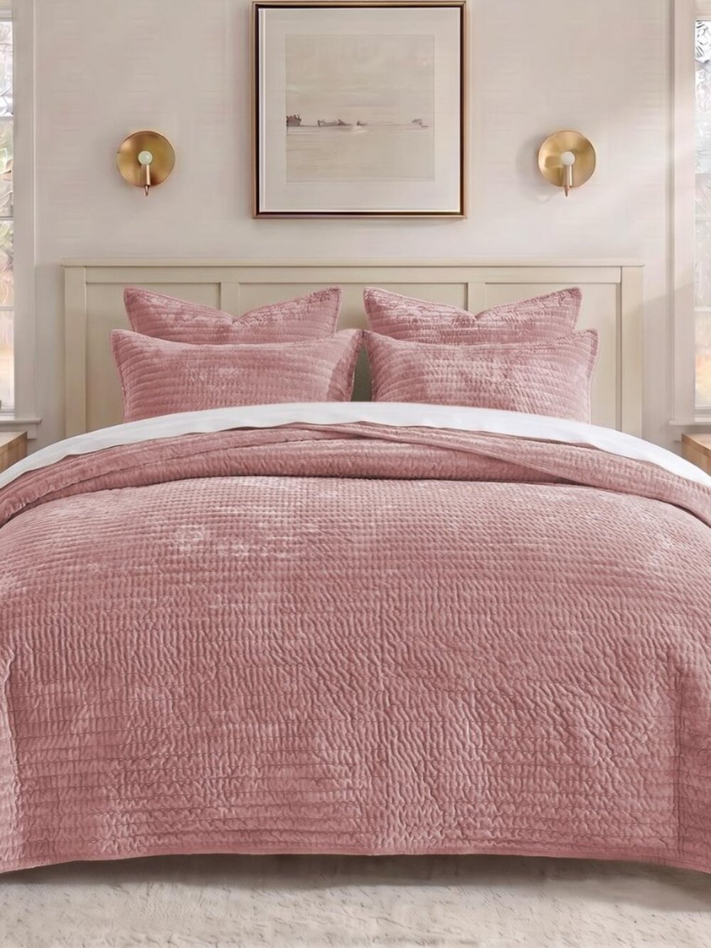 Velvet Quilt Set Queen Size, Luxury Velvet Comforter Bedding